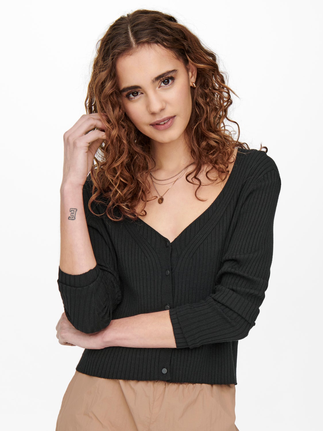 Fitted V-neck Knitted Cardigan