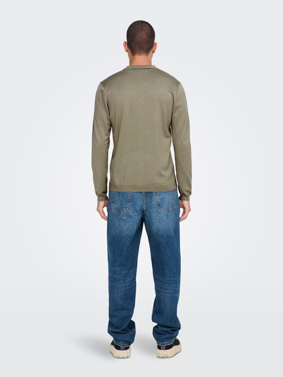 Knit polo with long sleeves