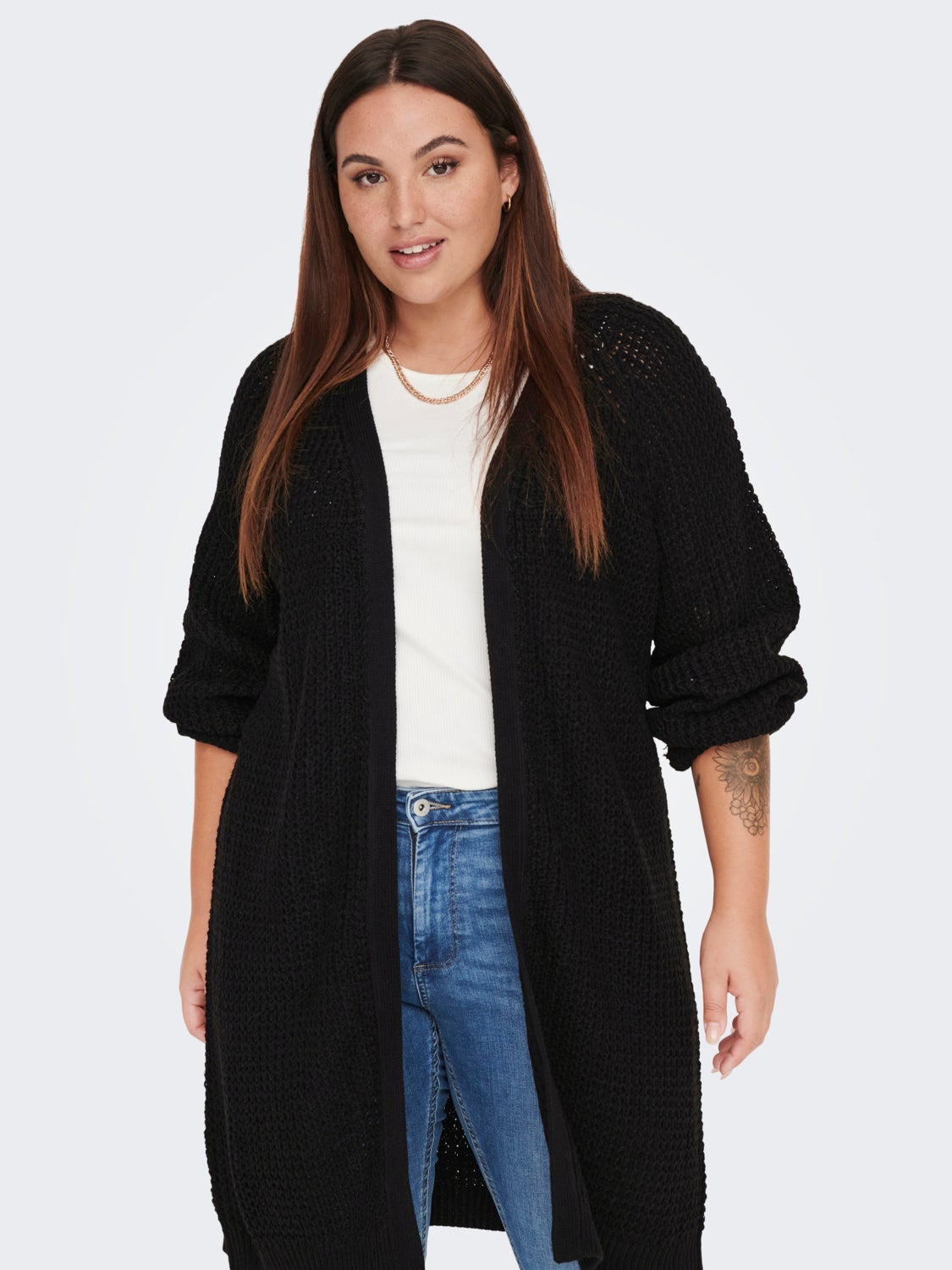 Curvy long knitted cardigan