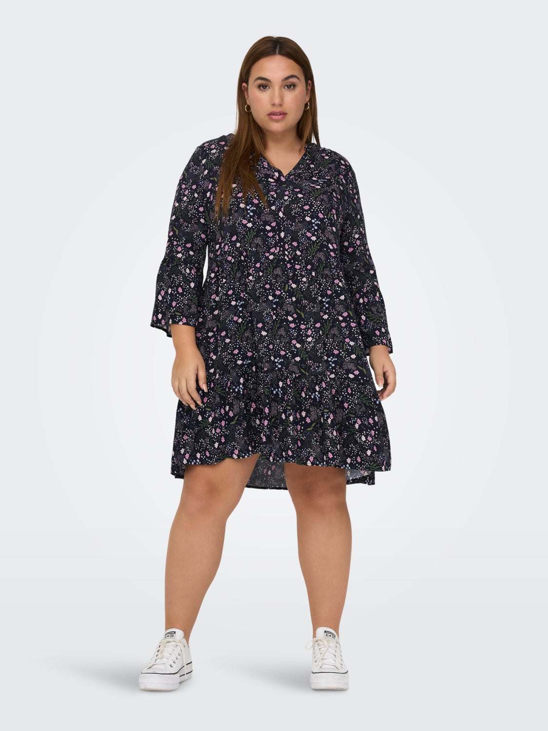 Curvy 3/4 Sleeve Tunic viscose Dress