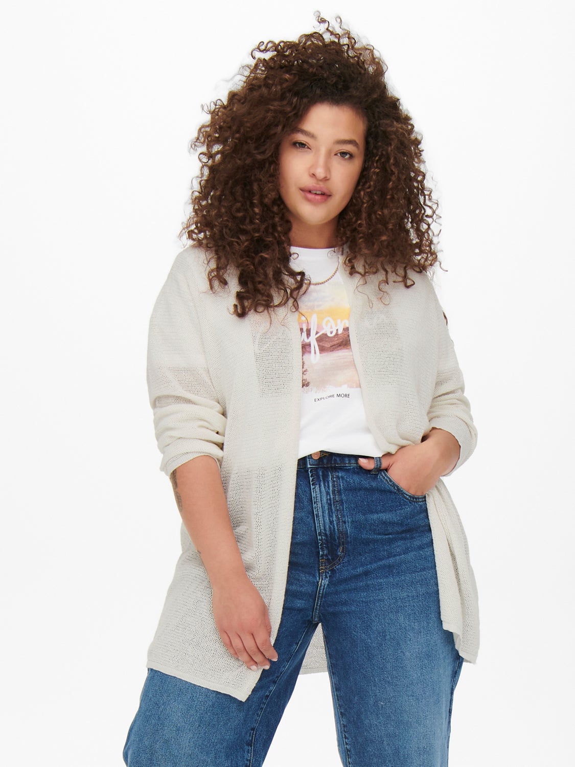 Curvy solid colored Knitted Cardigan