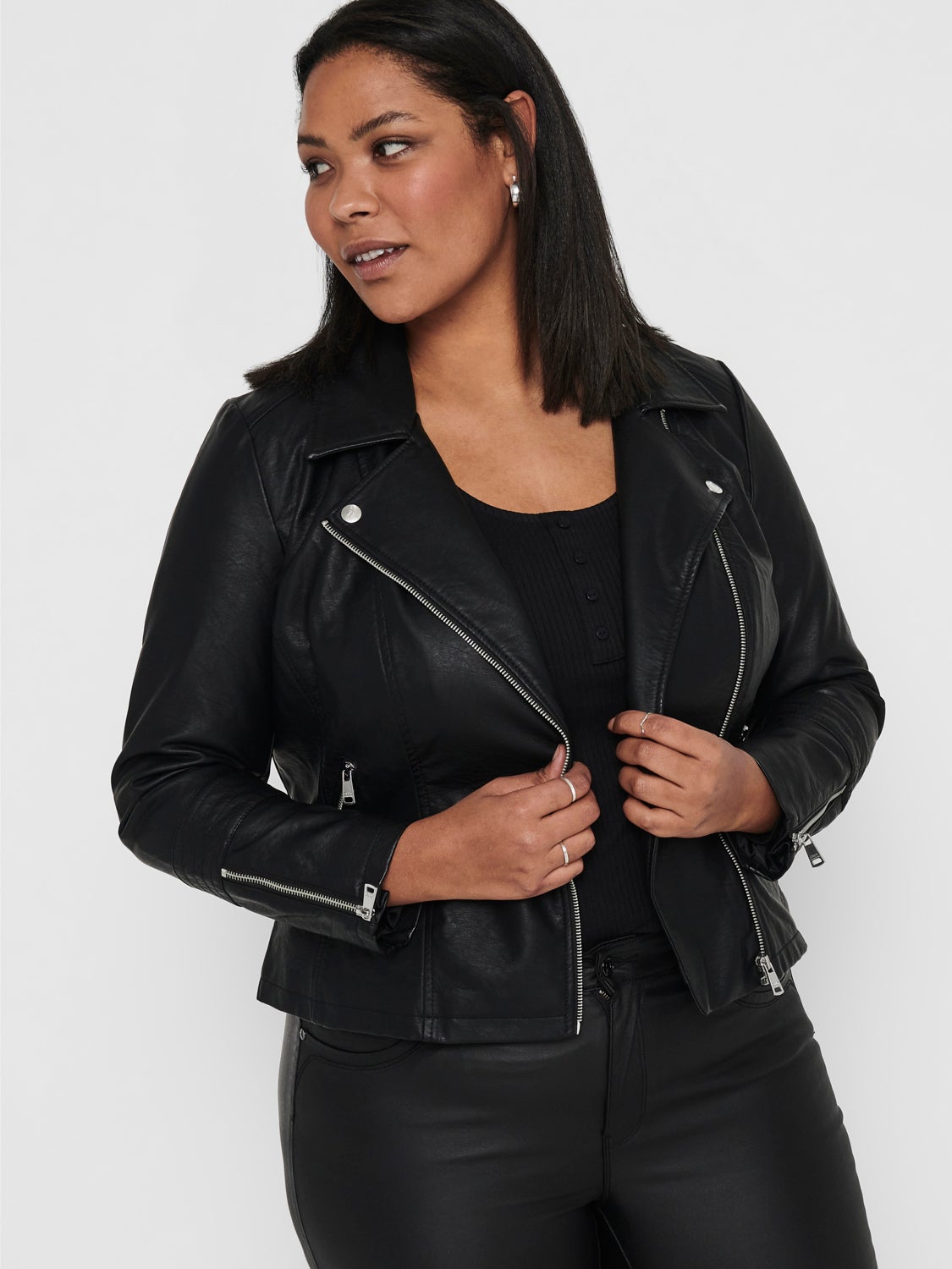 Curvy biker Faux Leather Jacket
