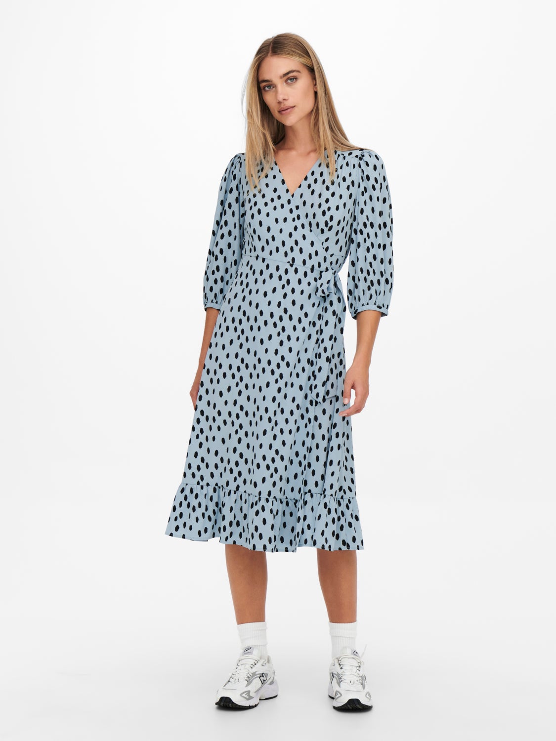 3/4 sleevved wrap Midi dress