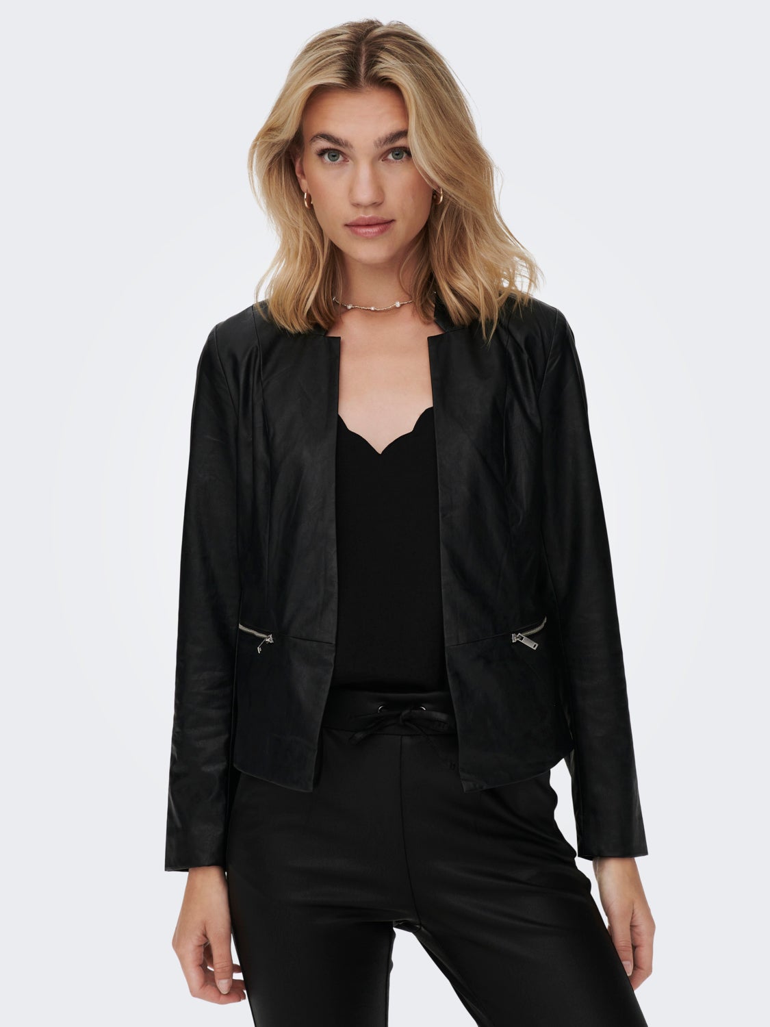 Faux leather zip Blazer