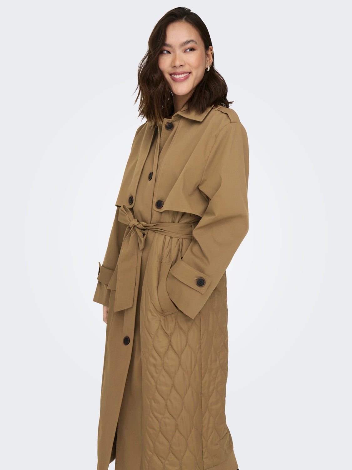 Quilted trench coat