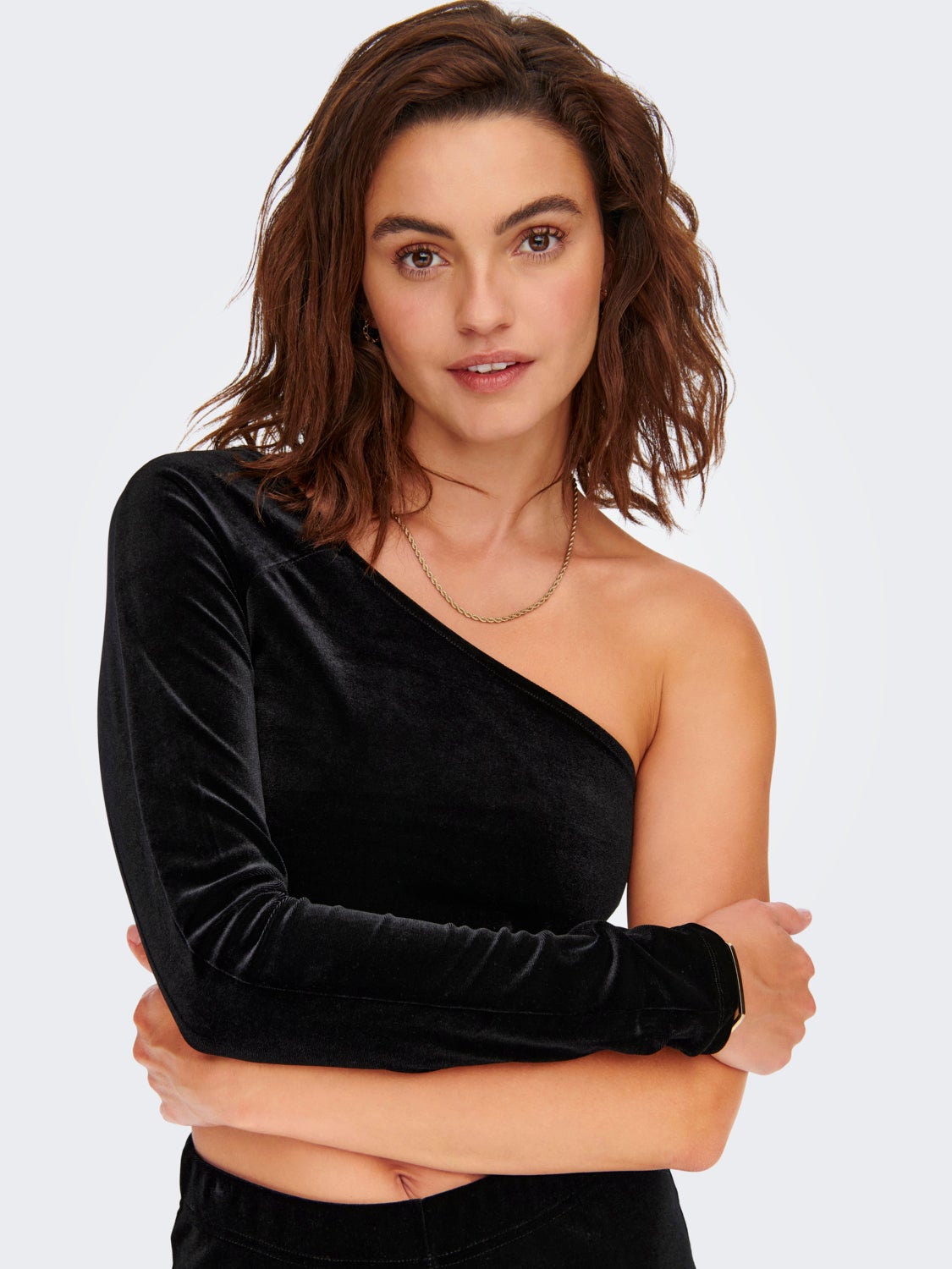 One shoulder Velvet Top