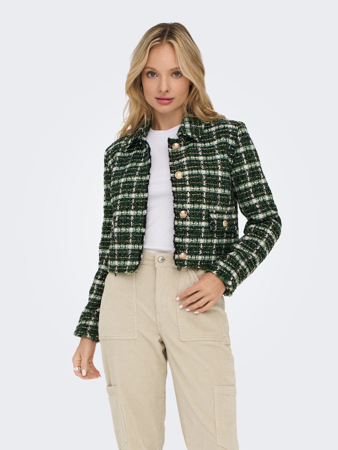 Cropped checked jacket