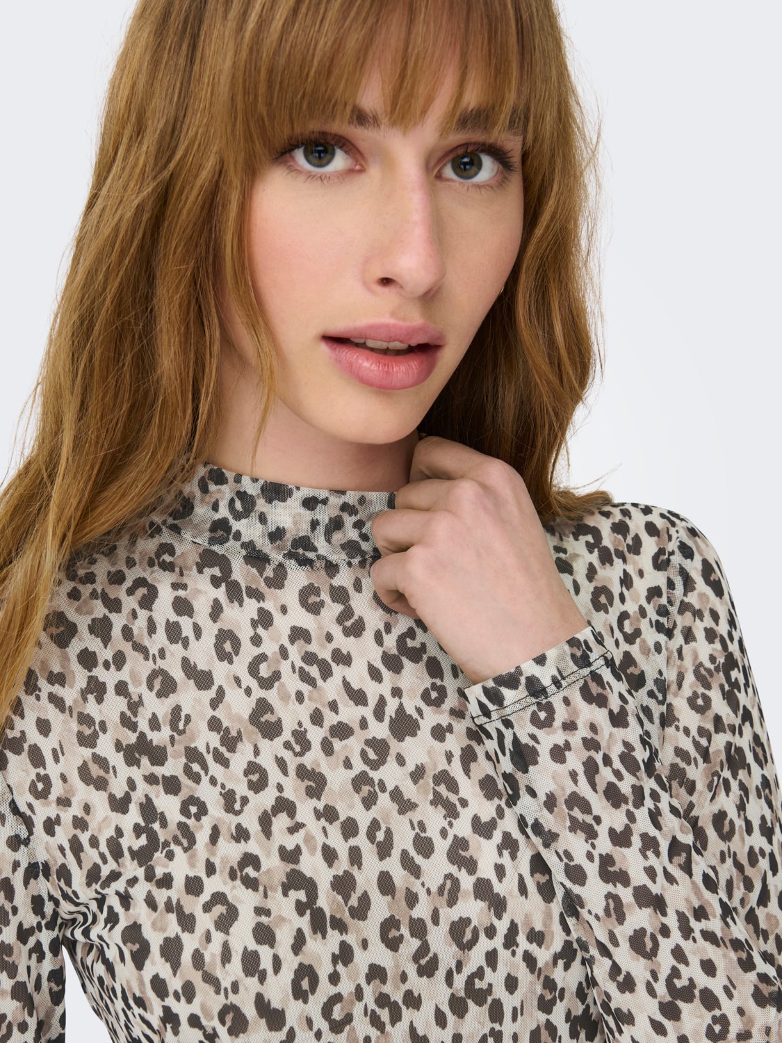 Highneck mesh Long Sleeved Top