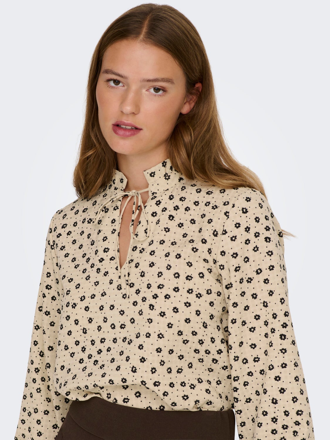 Frill neck Long Sleeved Top