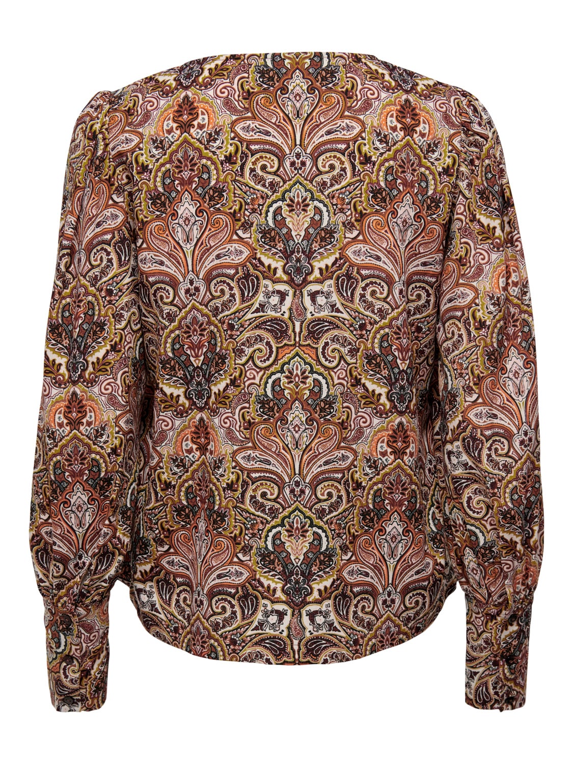 Patterned V-neck Long Sleeved Top