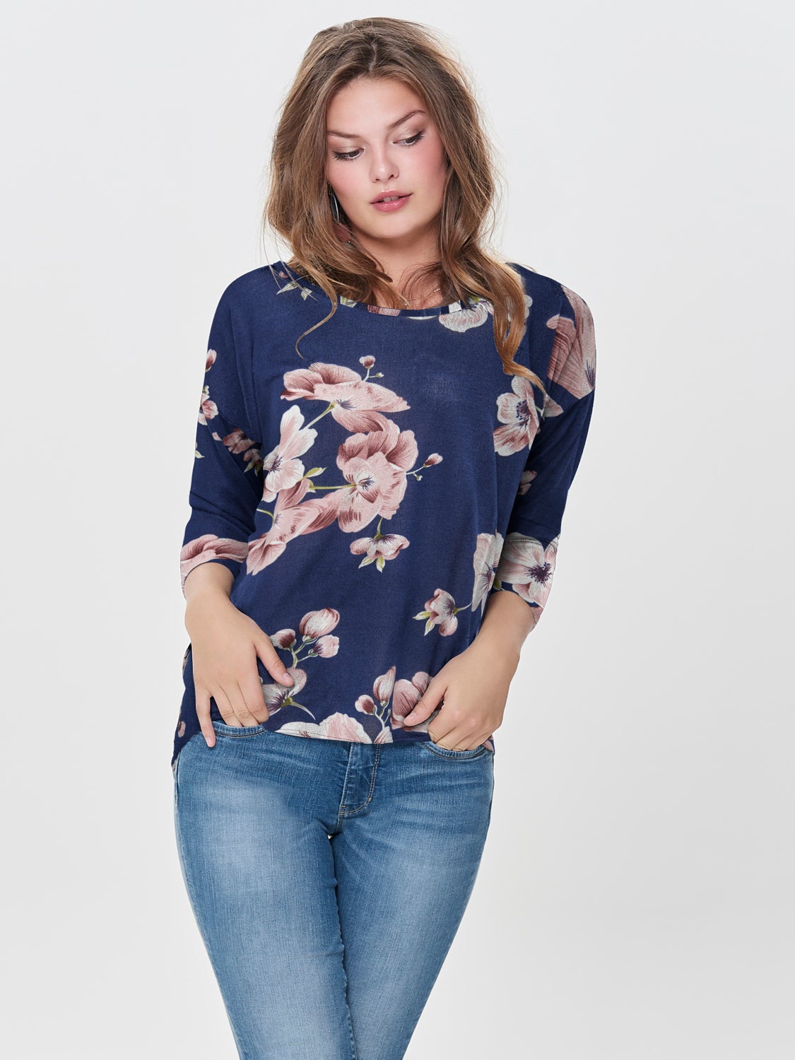 Printed 3/4 sleeved top