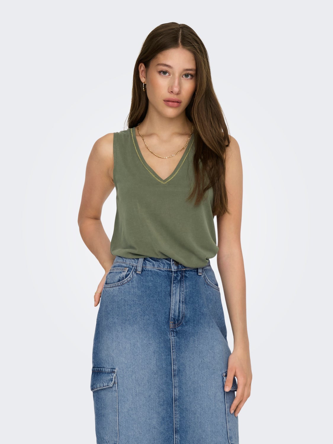Regular Fit V-Neck Top