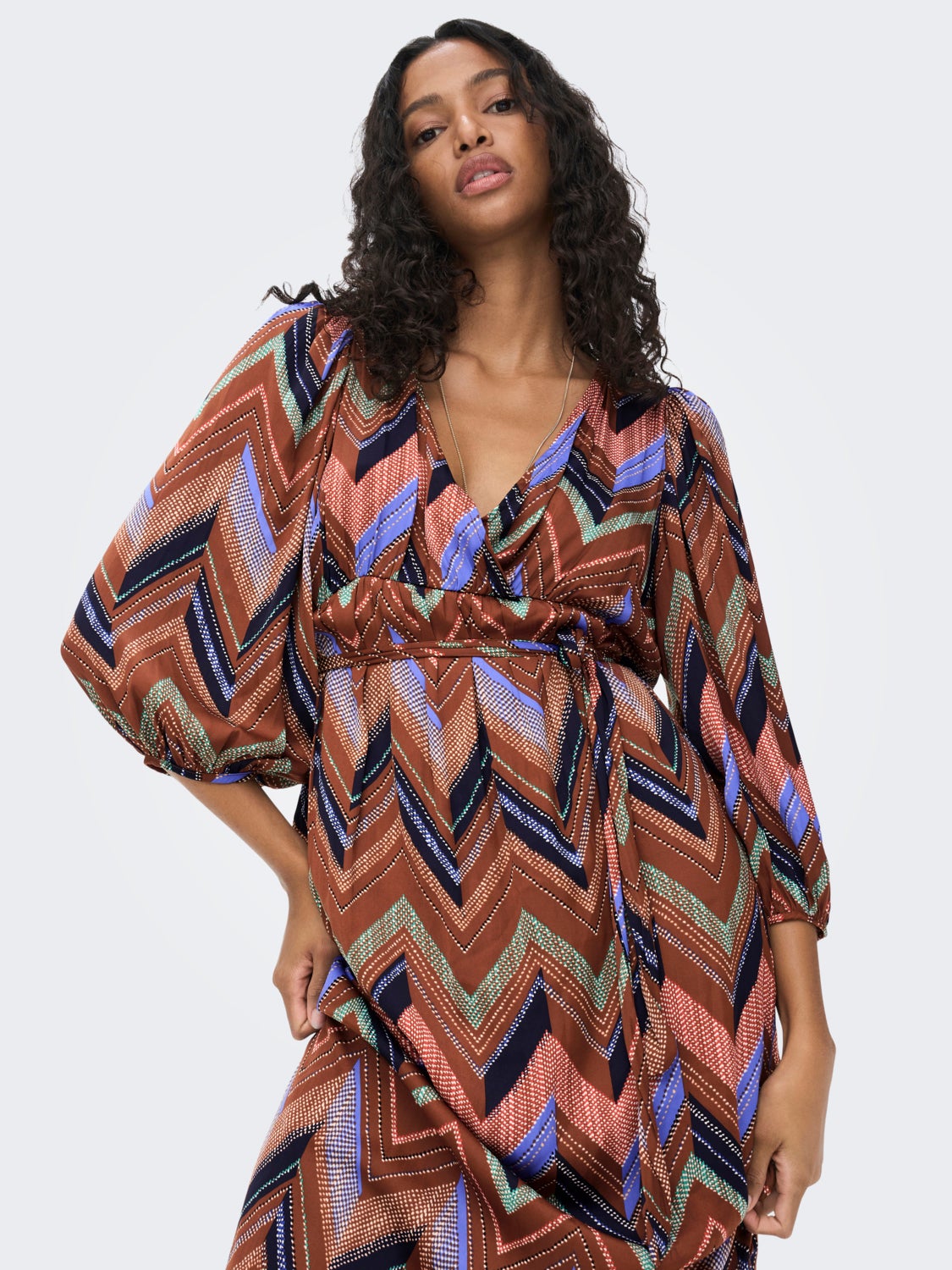 Mama 3/4 sleeved Printed Wrap dress