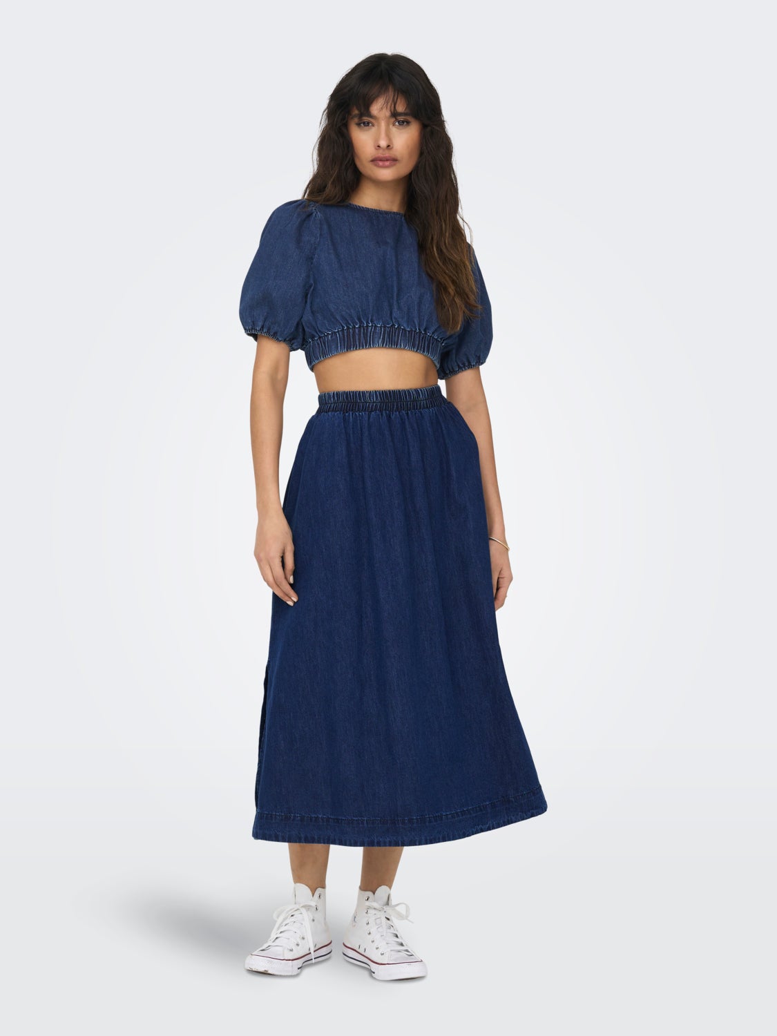 Midi denim skirt