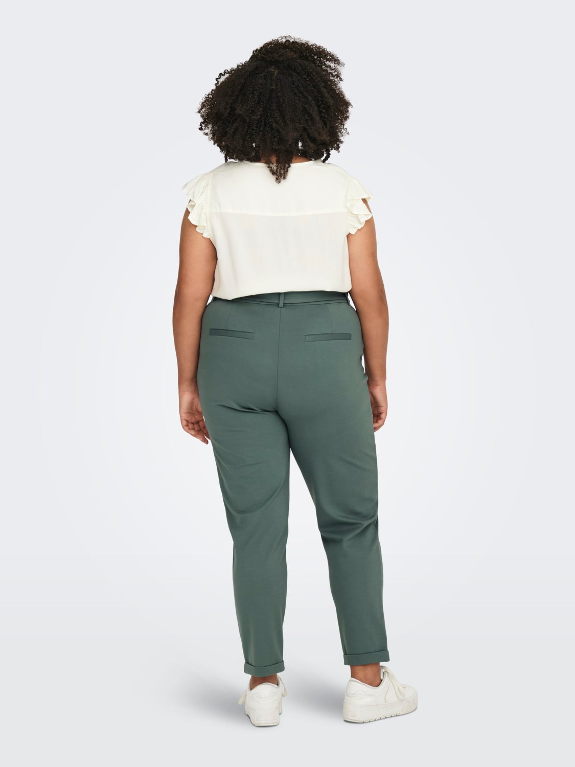 Curvy tie belt viscose pants