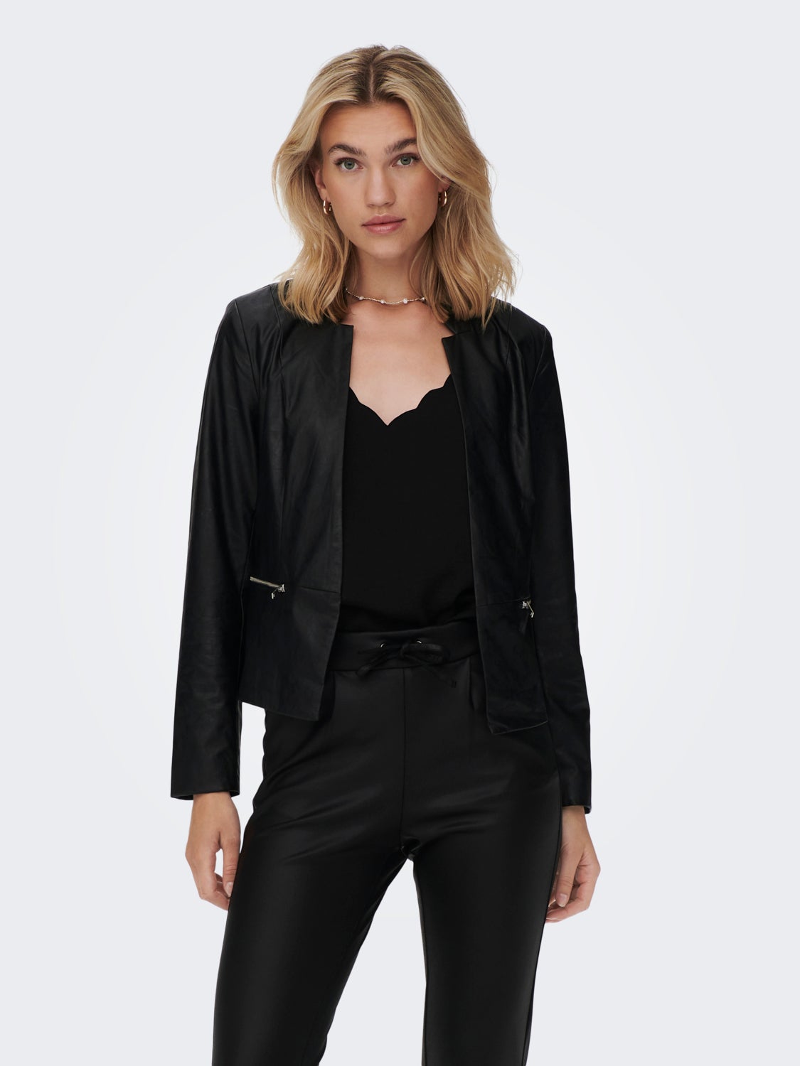 Faux leather zip Blazer