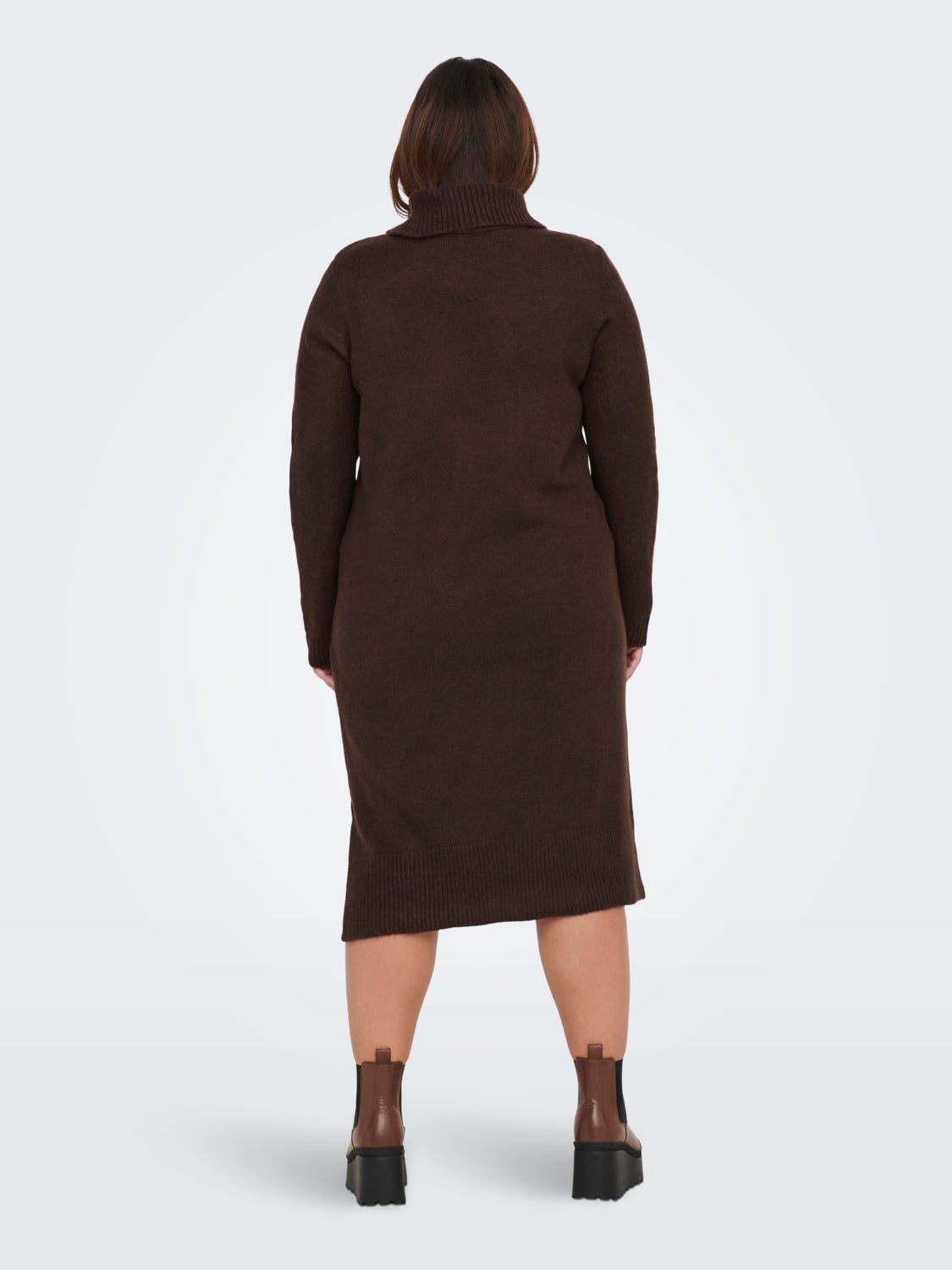 Curvy roll neck knit dress