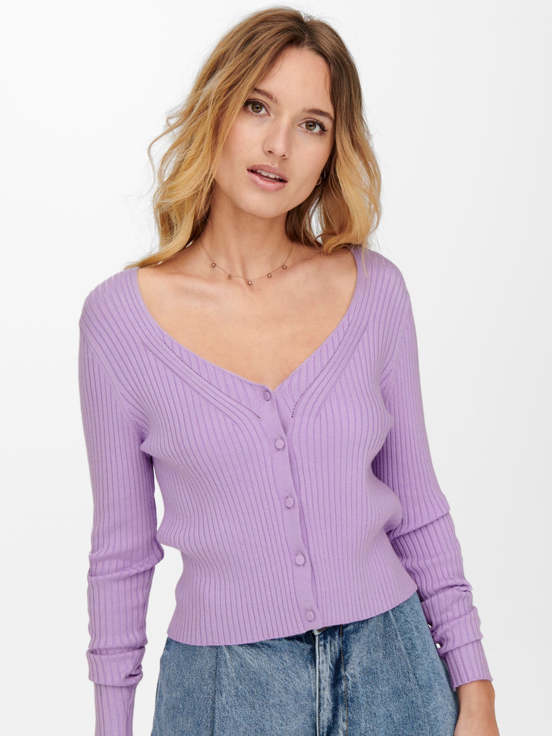 Fitted V-neck Knitted Cardigan