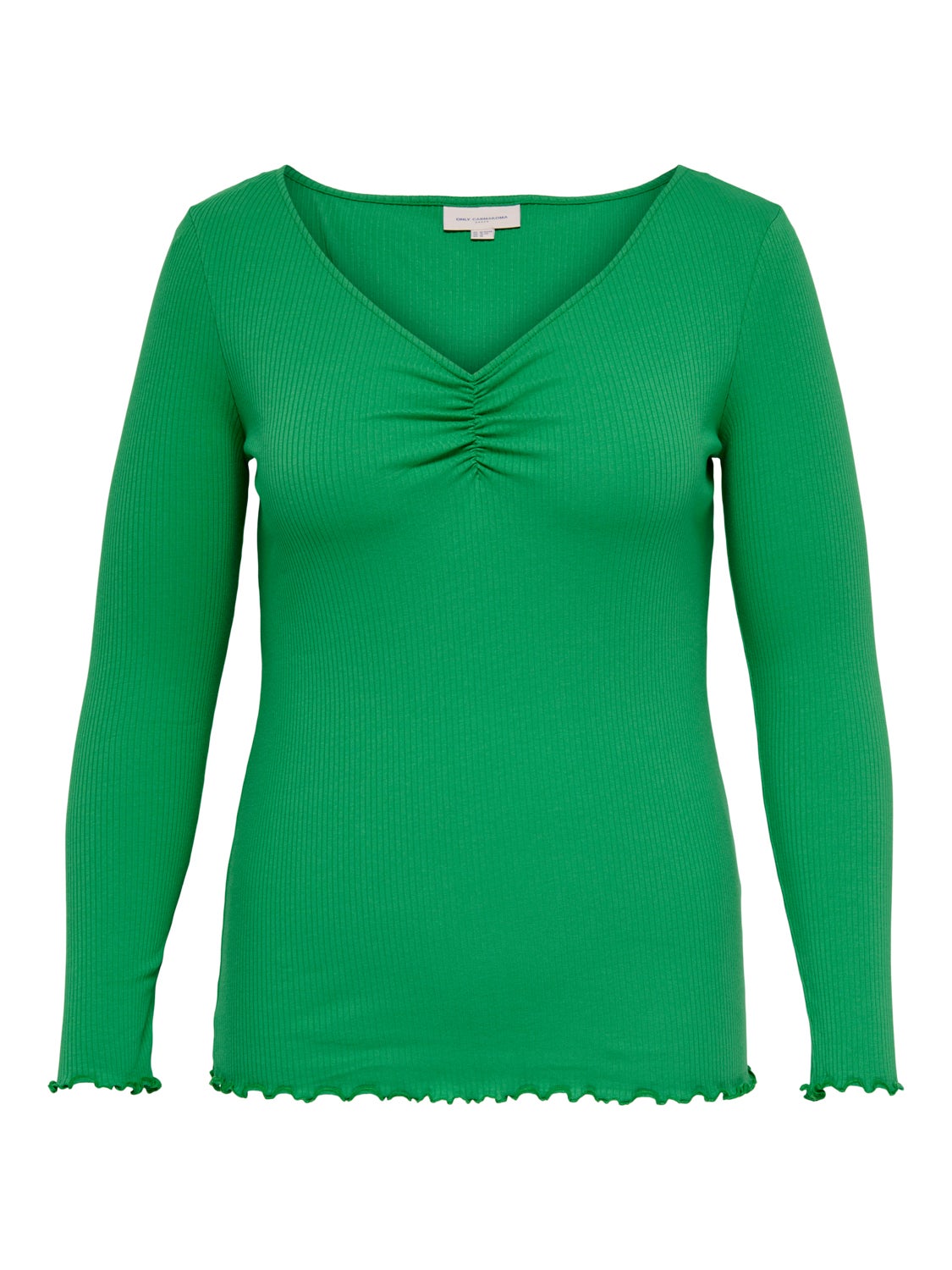 Curvy Wrinkle v-neck Long Sleeved Top