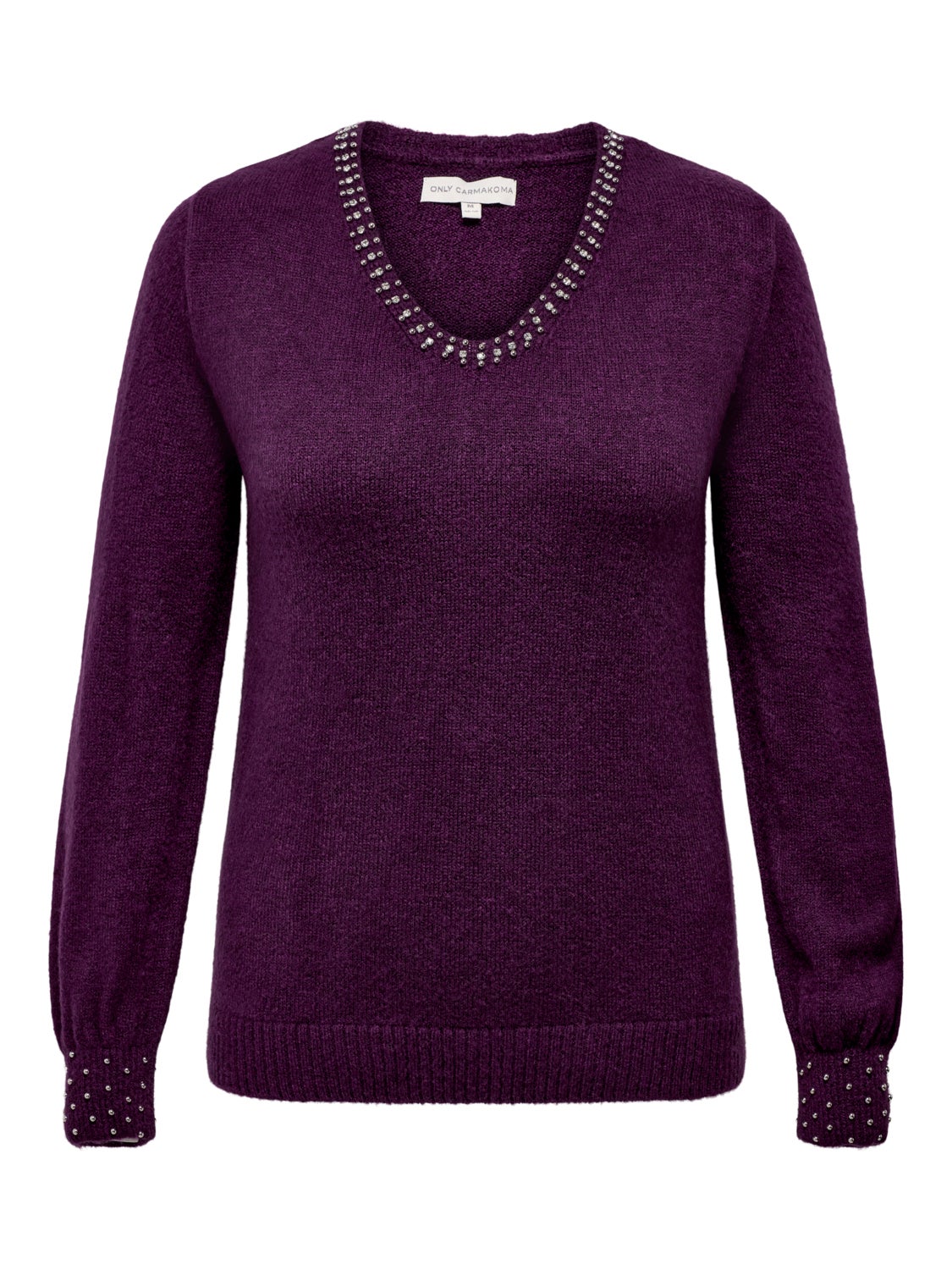Curvy v-neck knitted pullover
