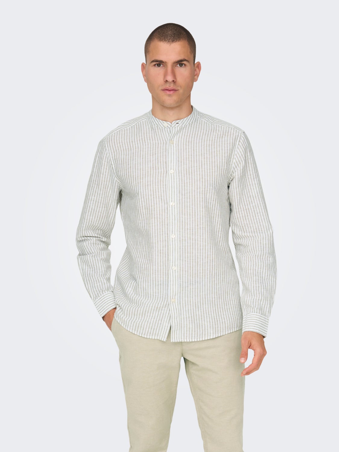 Slim fit china collar shirt