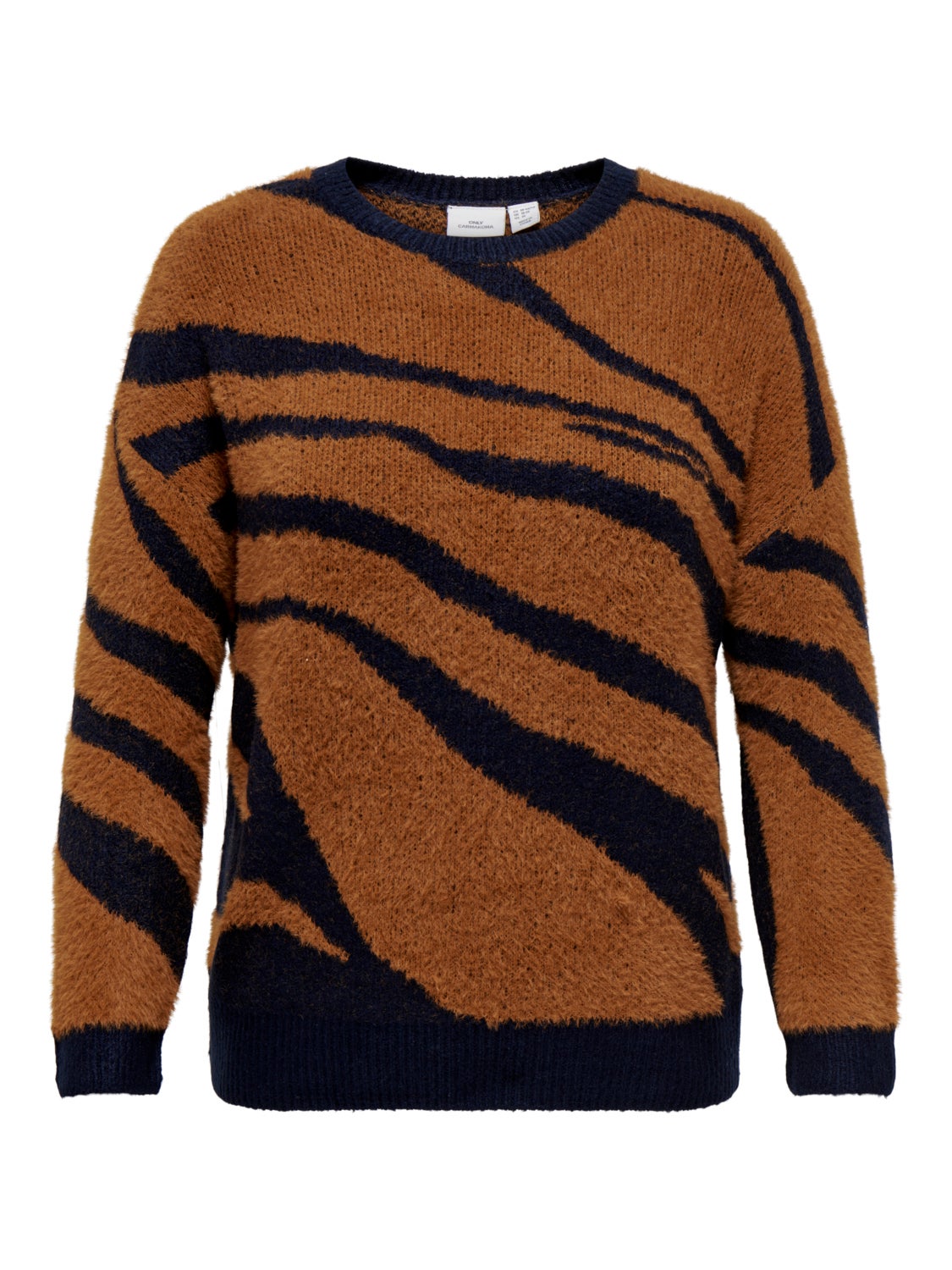 Curvy o-neck knitted pullover