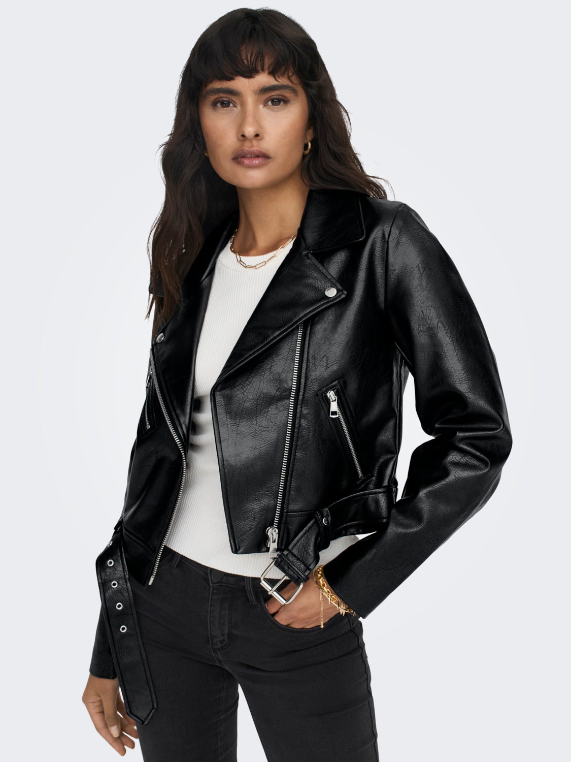 Faux leather biker jacket