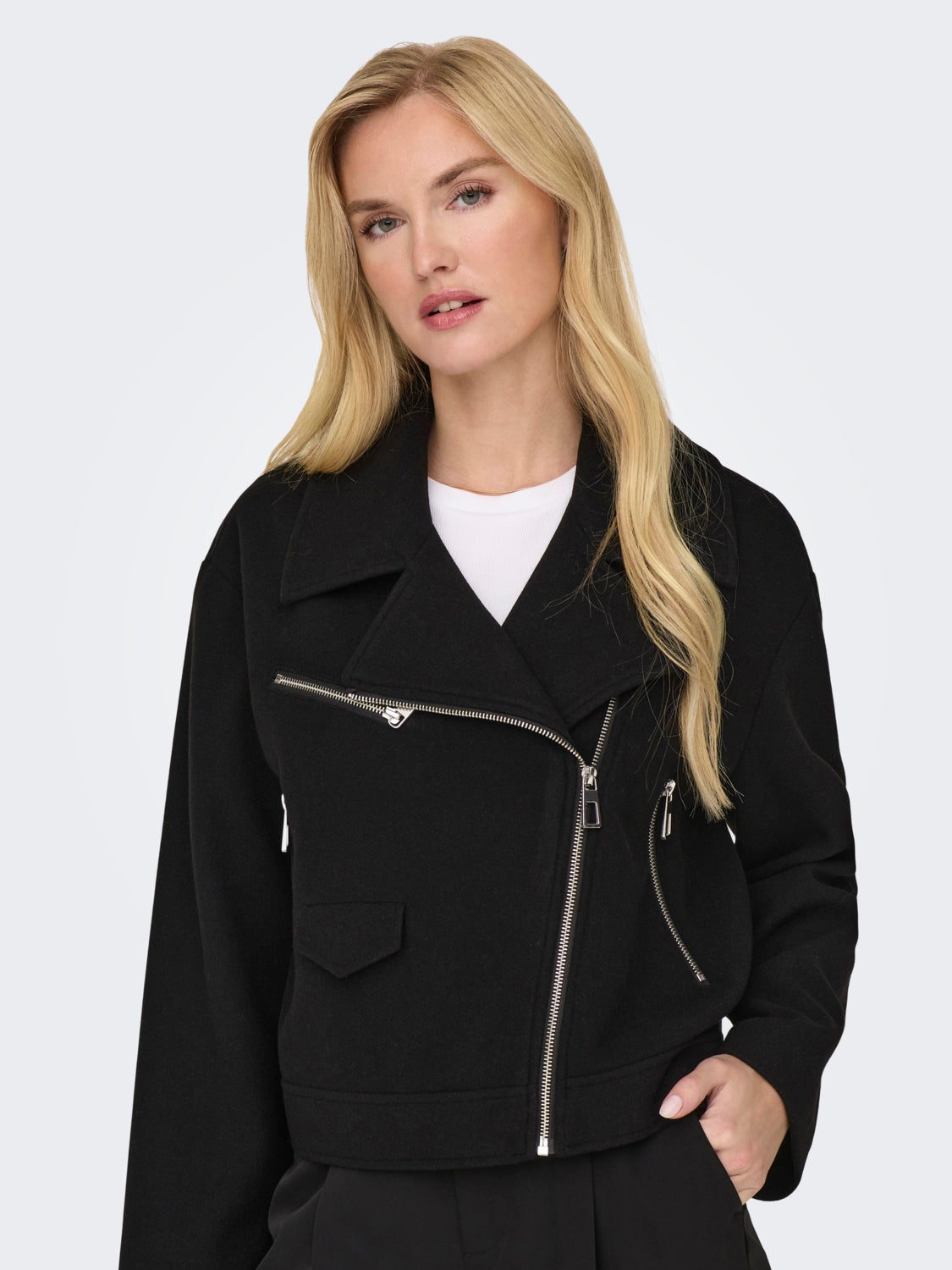 Leather look biker jacket