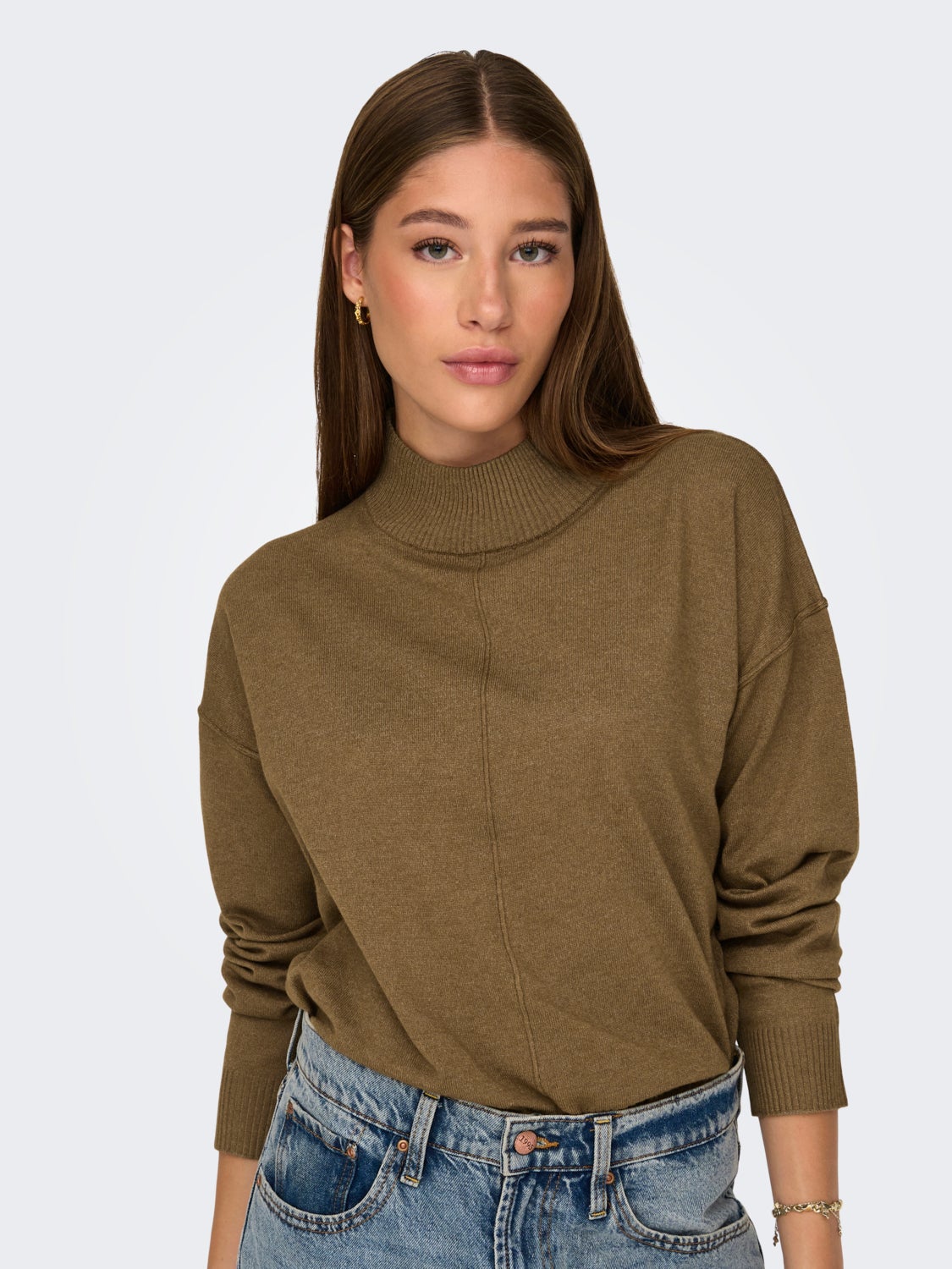 Knitted pullover with high neck