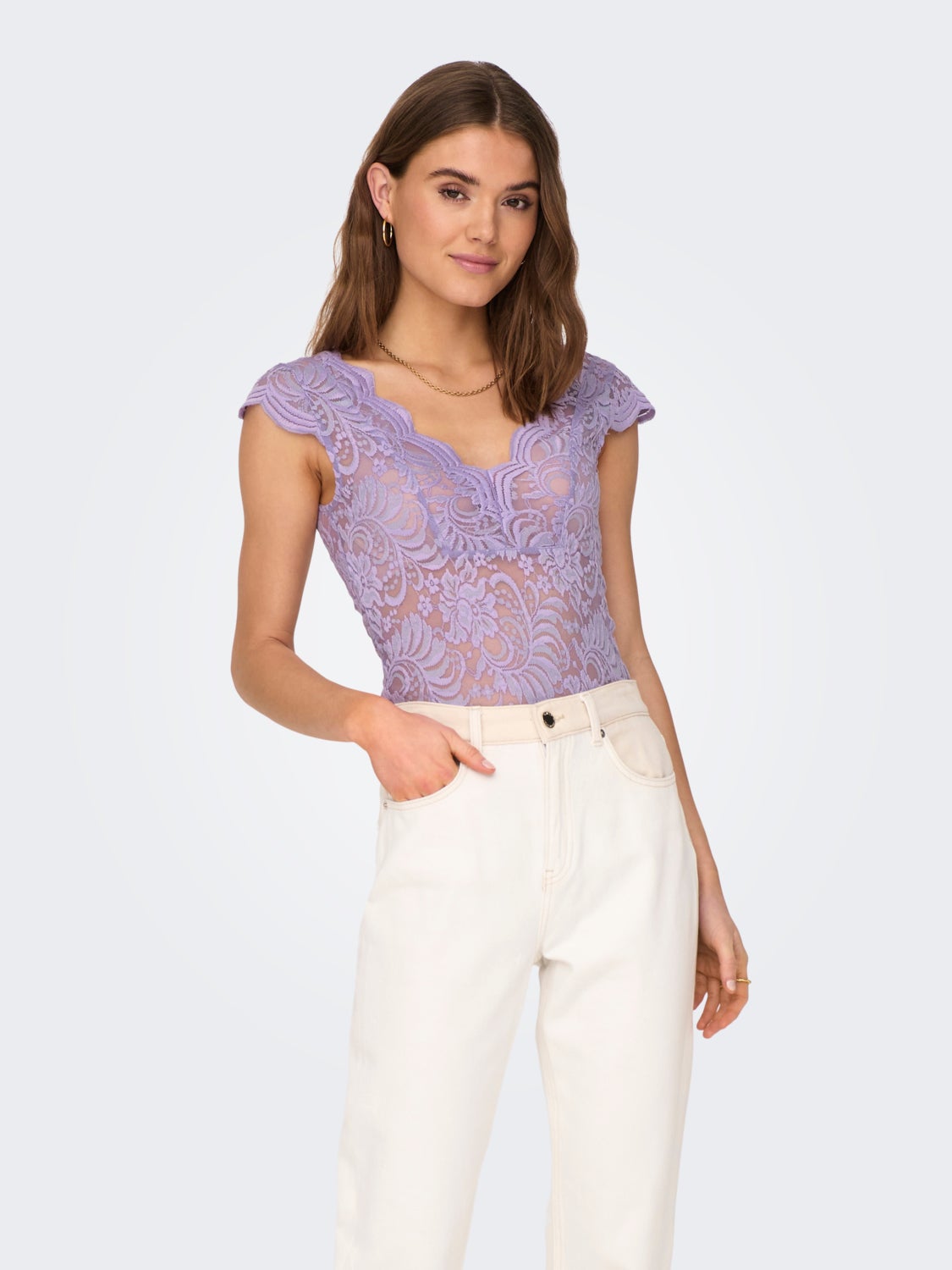 V-Neck Lace Top