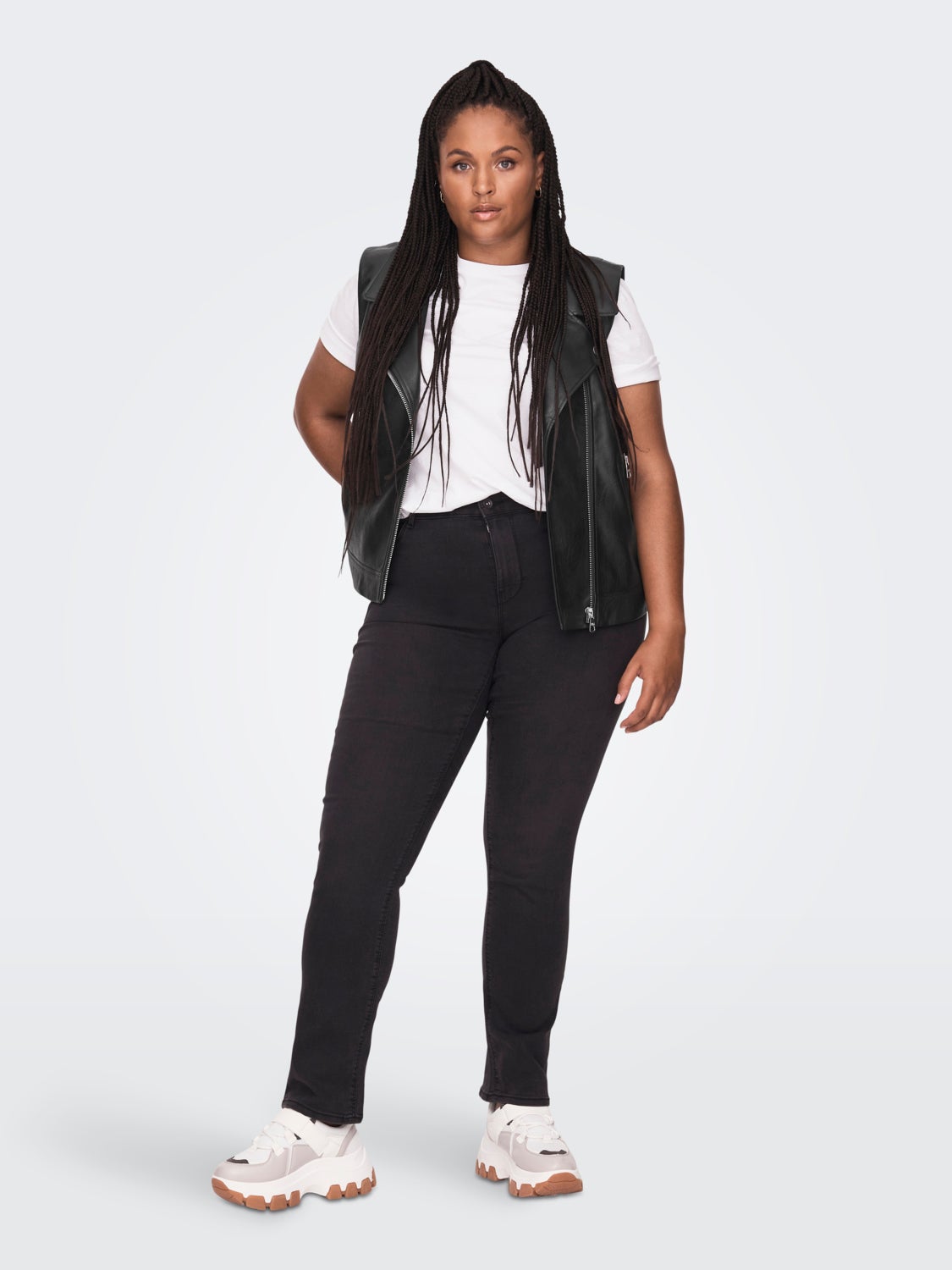 Curvy Faux leather Biker Waistcoat