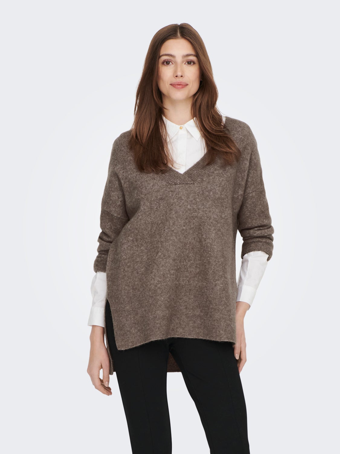Wool V-neck Knitted Pullover