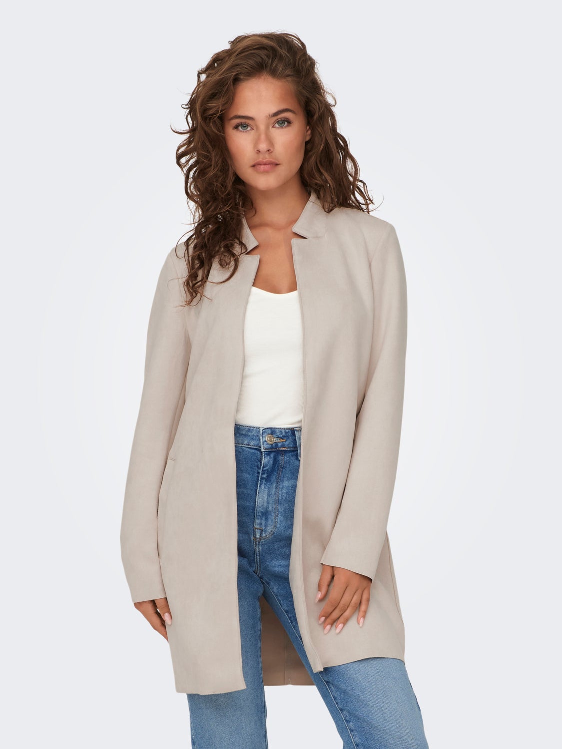 Faux suede fabric coat