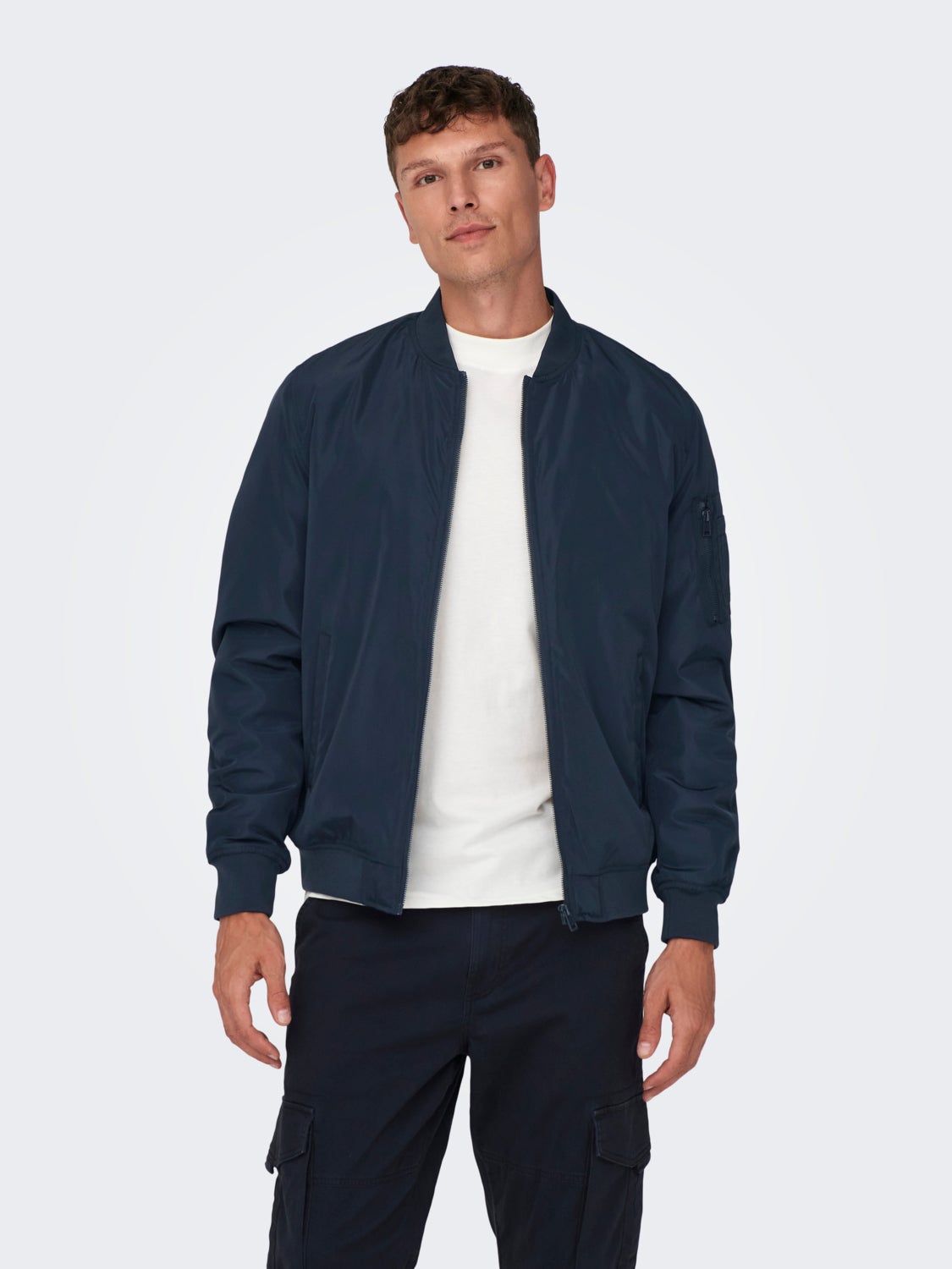 Solid color bomber jacket