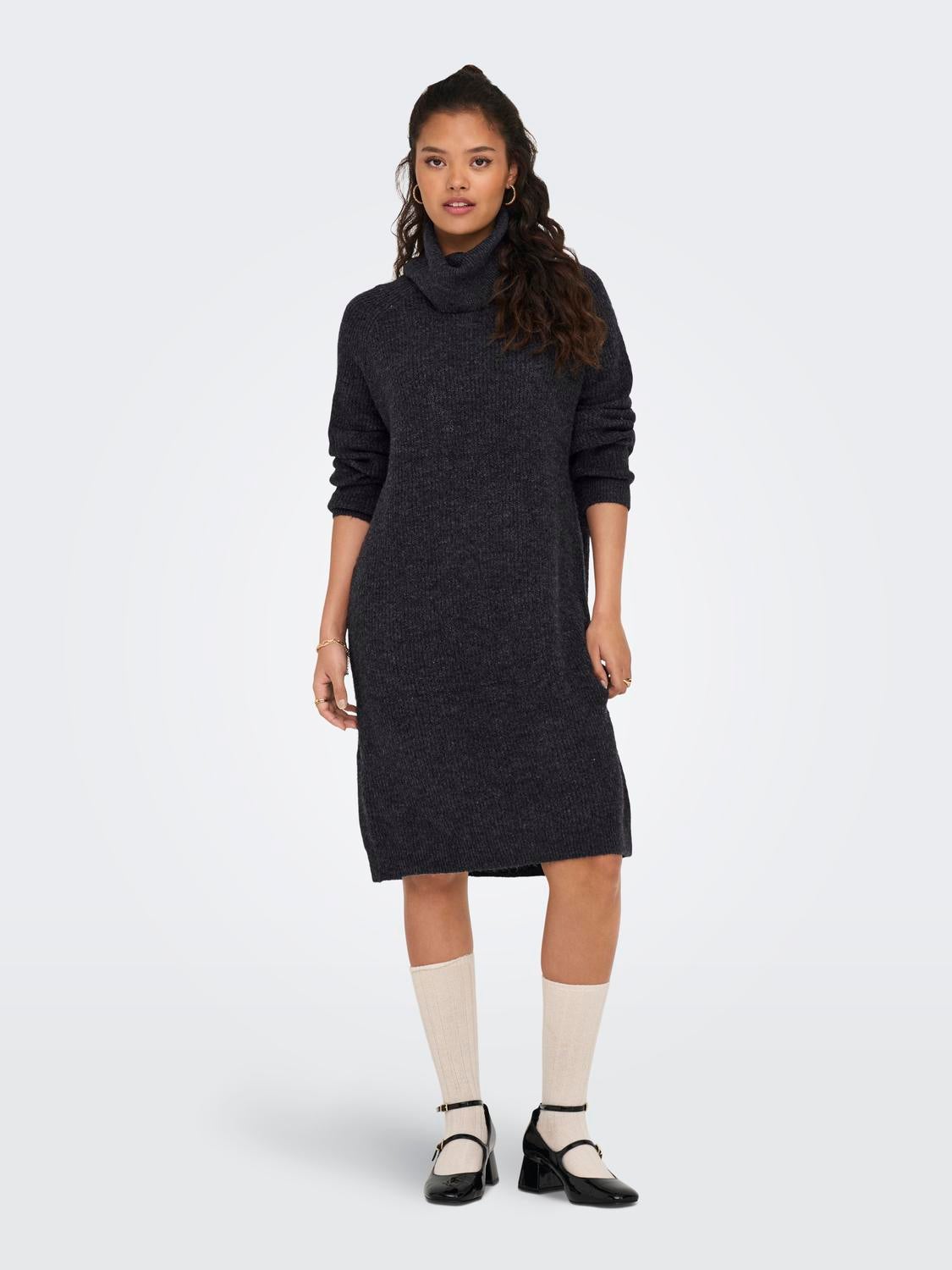 Mini roll neck knitted dress