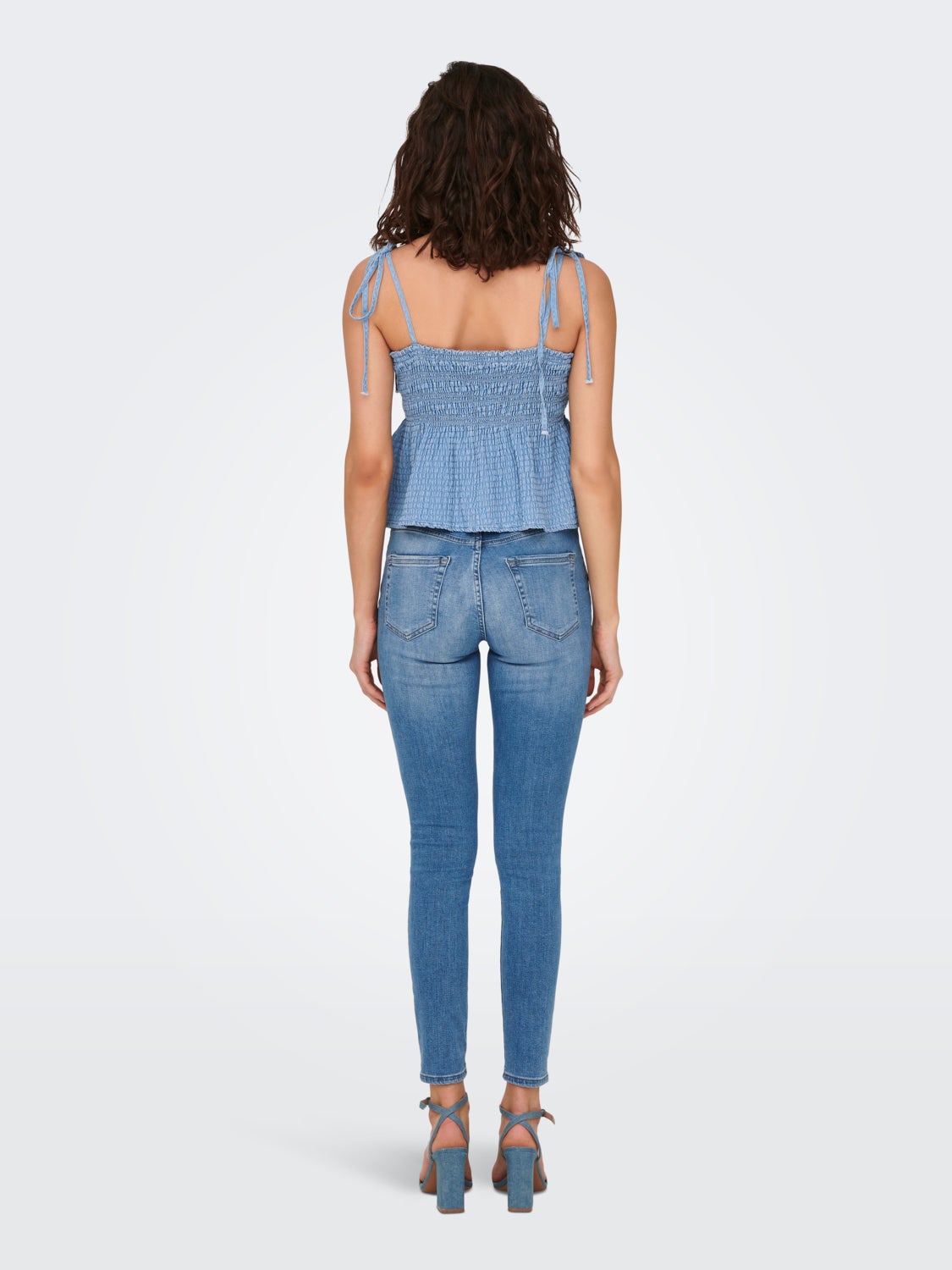 Square neck top with smock detail