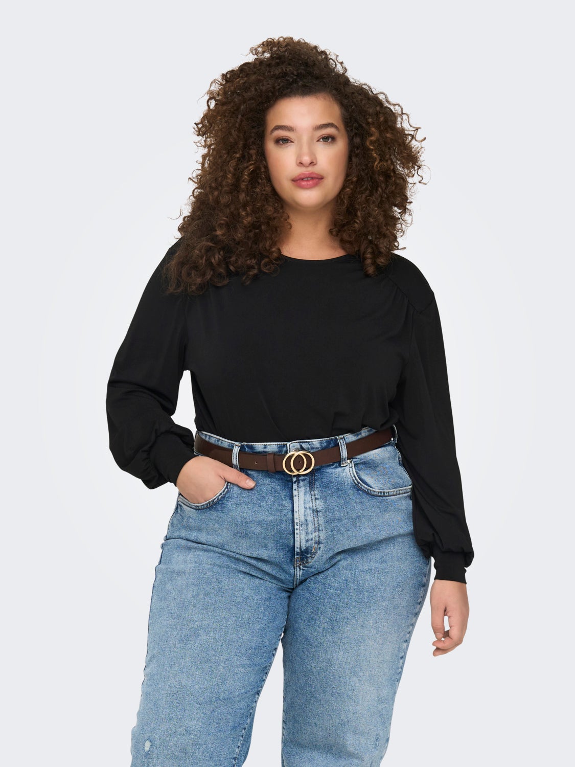 Curvy balloon sleeve top