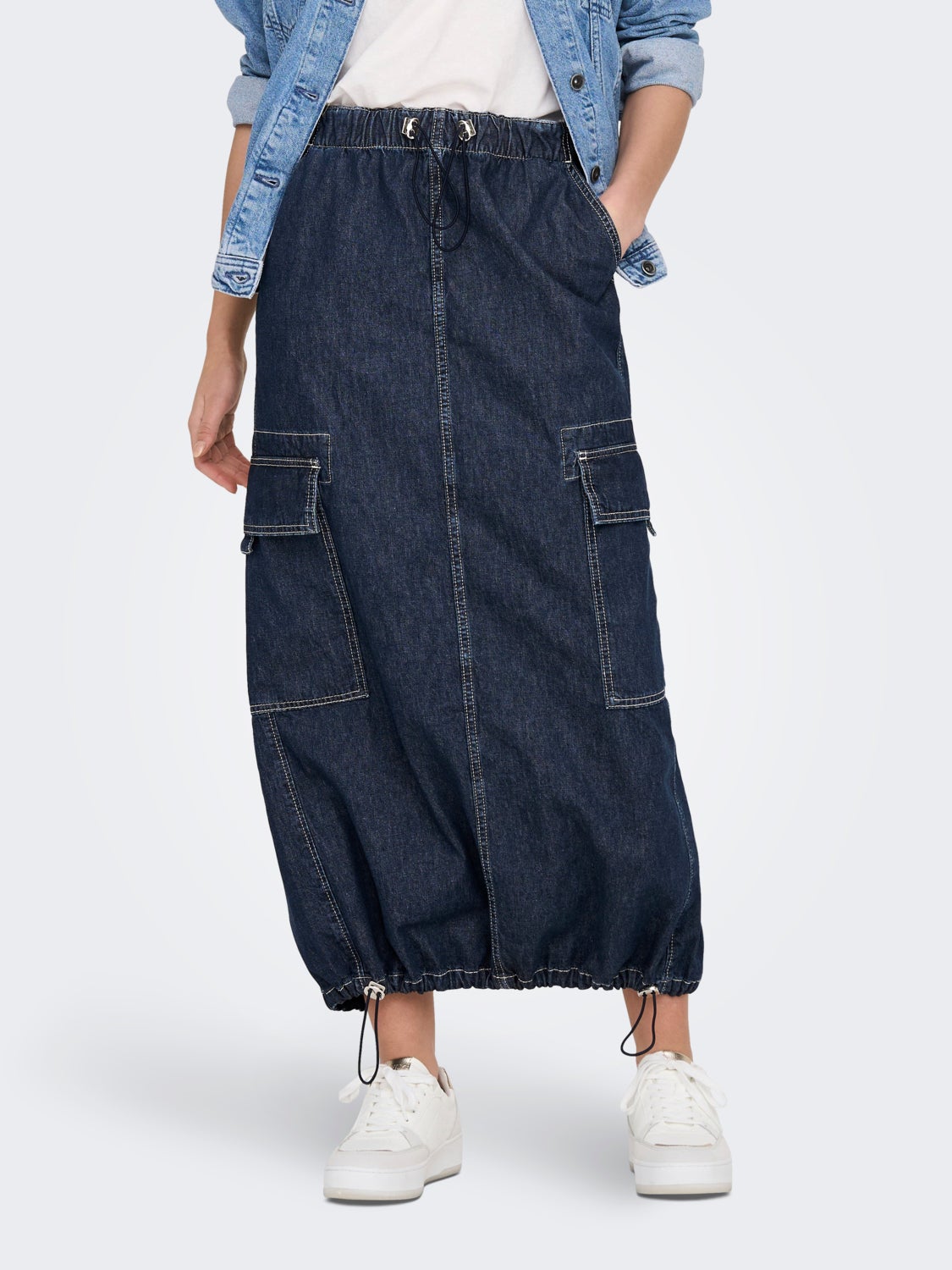 Cargo Denim Long Skirt