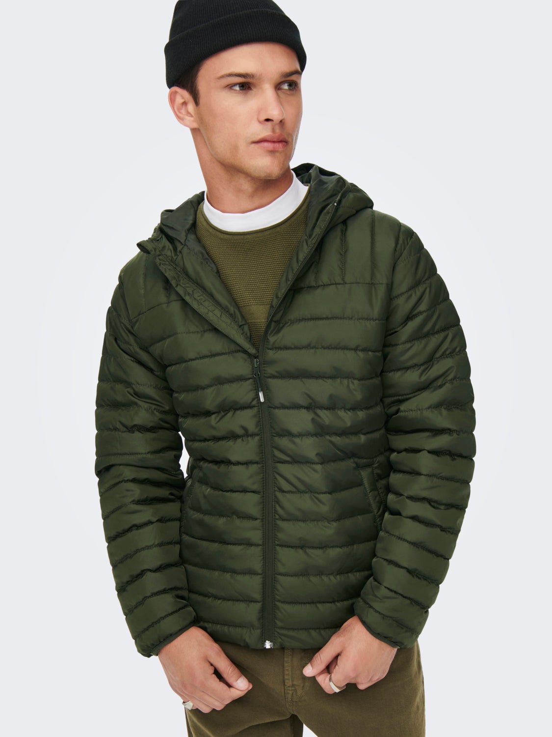 Quilted jacket with hood