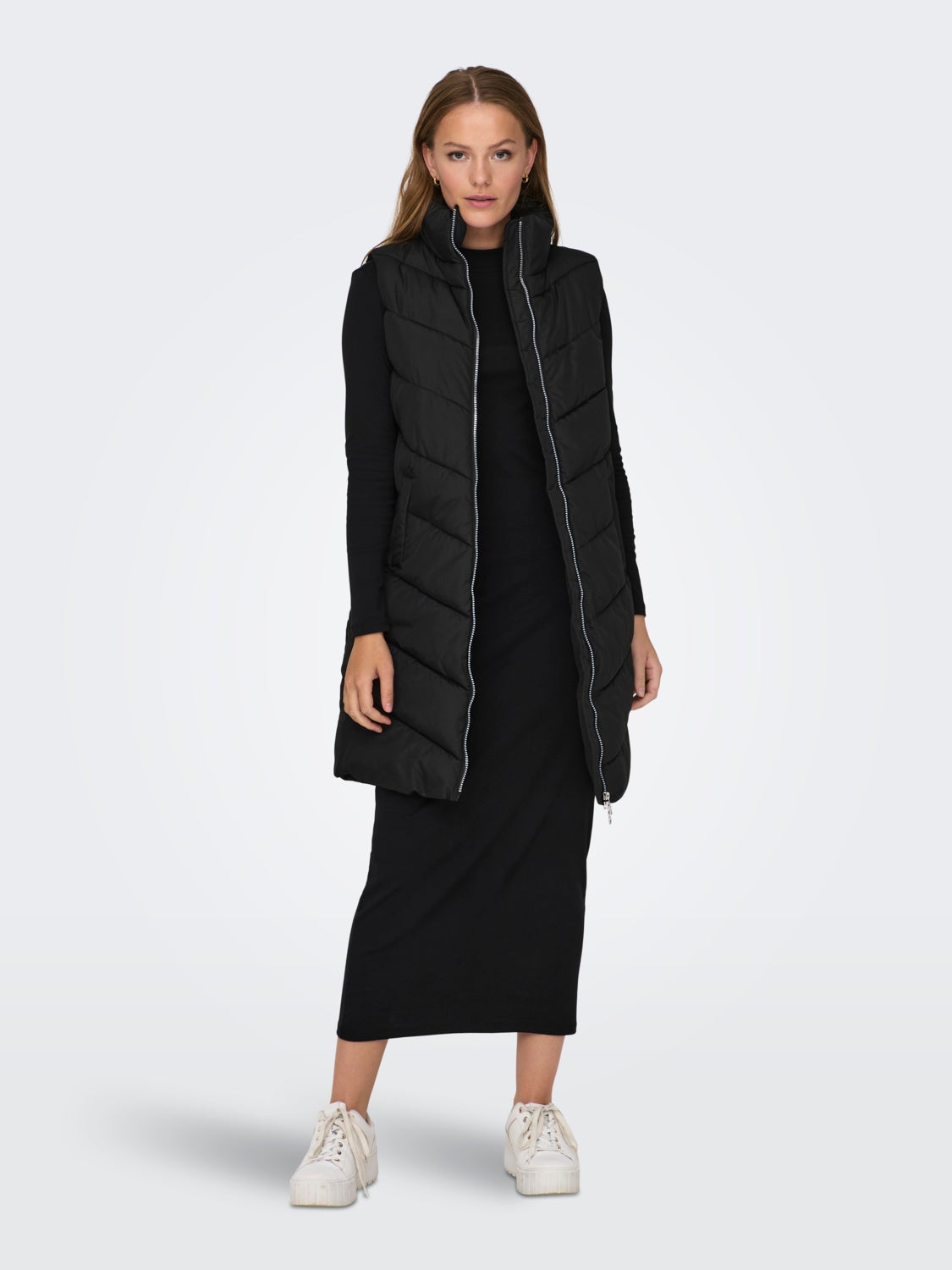 Long vest with high neck