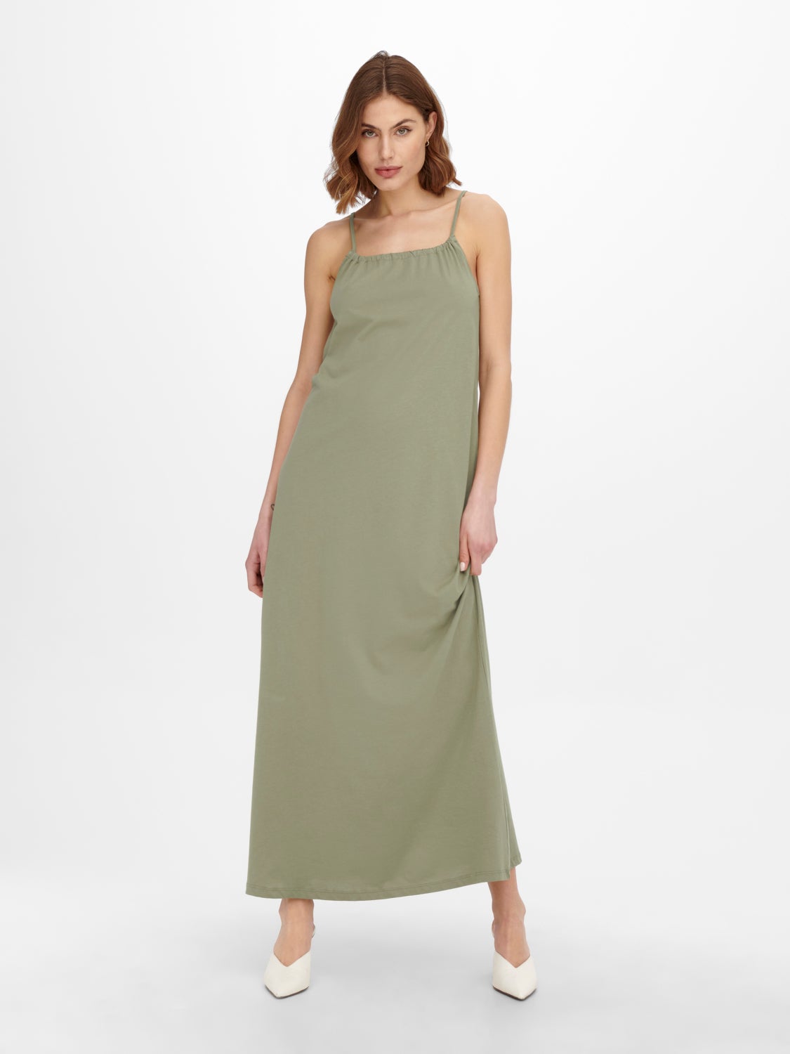 Solid colored strap Maxi dress