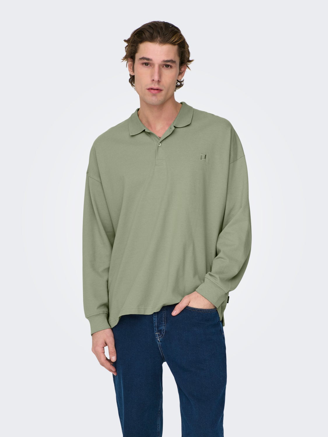 Oversized long sleeved polo