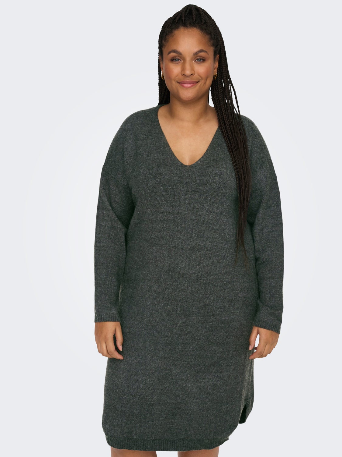 Curvy V-Neck Knitted Dress