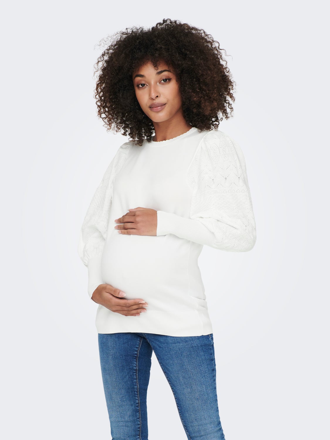 Mama O-neck Knitted Pullover