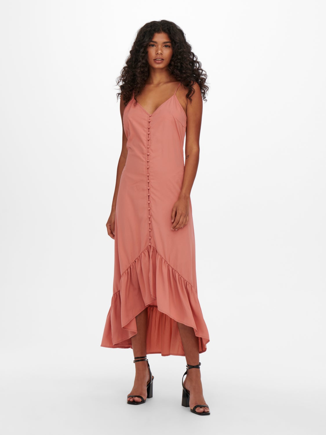 Button and frill detailed Maxi dress