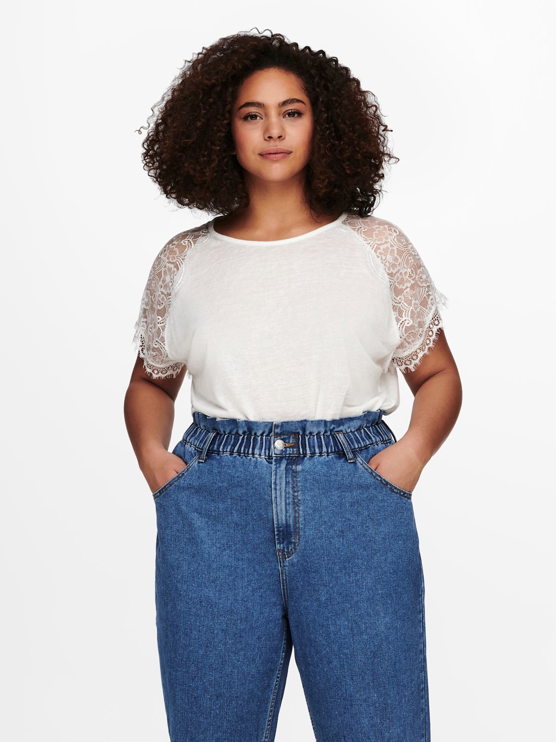 Curvy lace detail Top