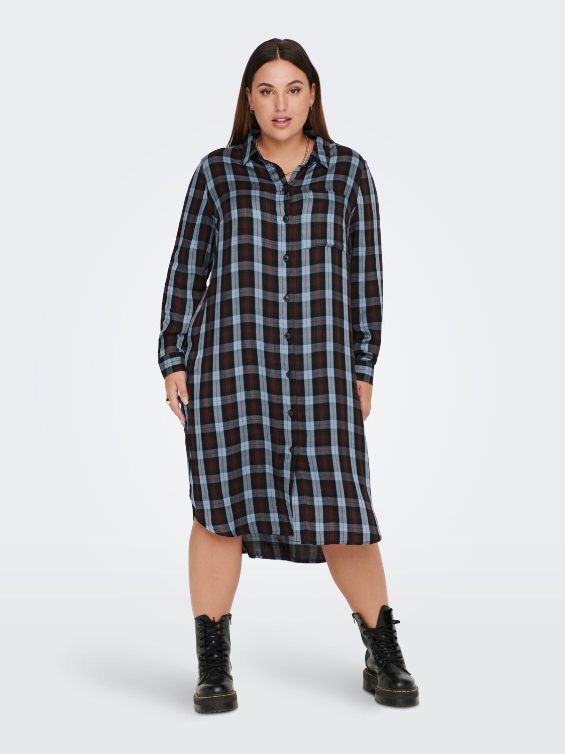 Curvy Check Shirt dress