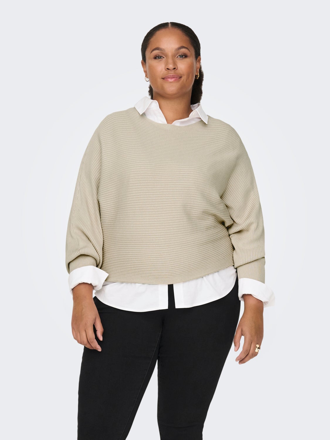 Curvy rib structured Knitted Pullover