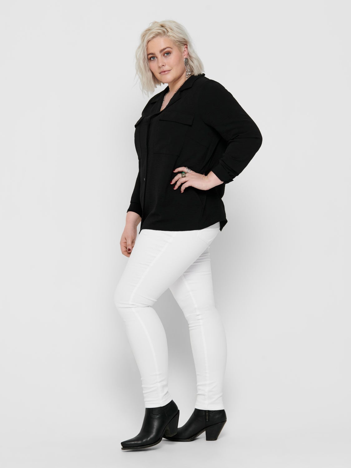 Curvy CarAugusta hw white Skinny fit jeans