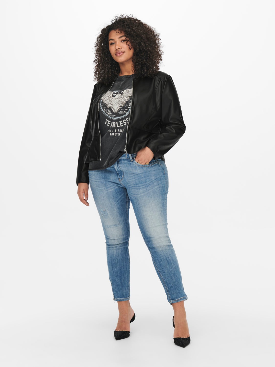 Curvy faux Leather Jacket